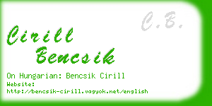 cirill bencsik business card